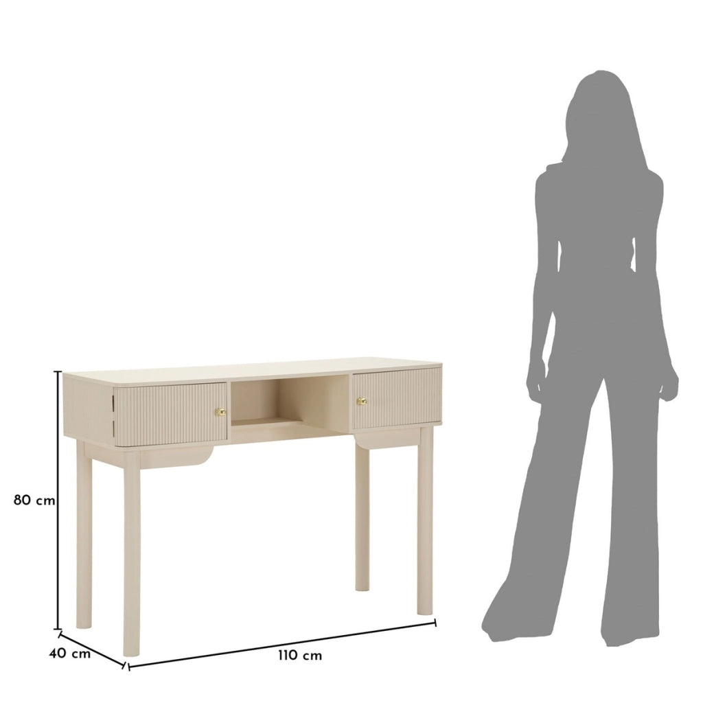Consolle trucco Shy in legno bianco con dettagli oro
