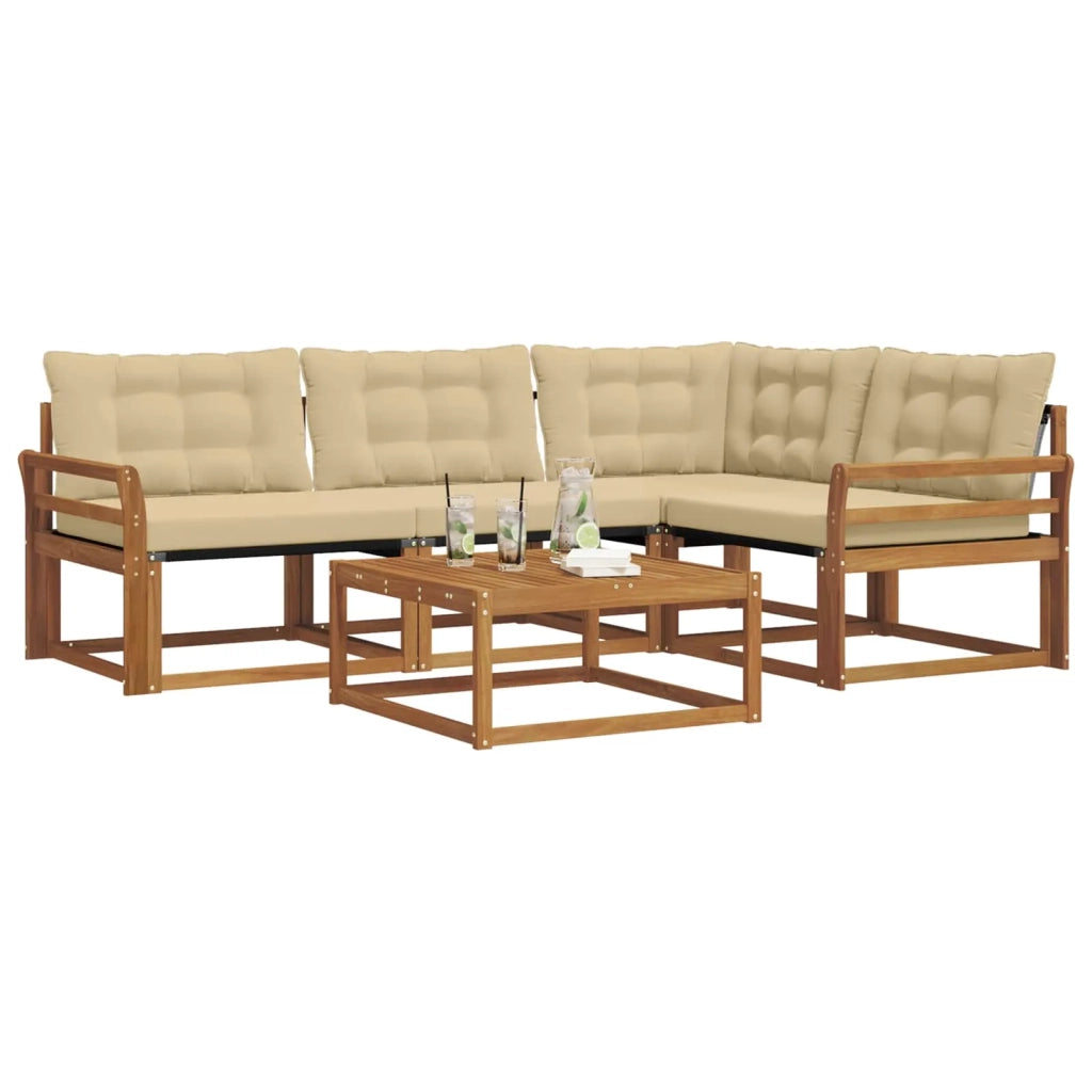 Set di divani da esterno con cuscino 5 pcs Naturale e Beige