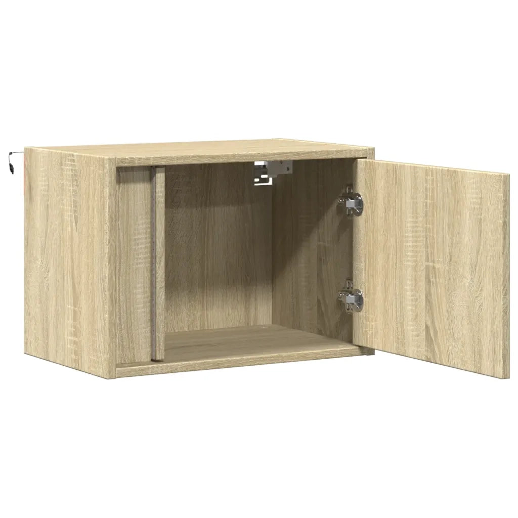 Comodini a Parete con luci LED 2 pz-Set di 2 Tavolino da notte Rovere Sonoma 520620
