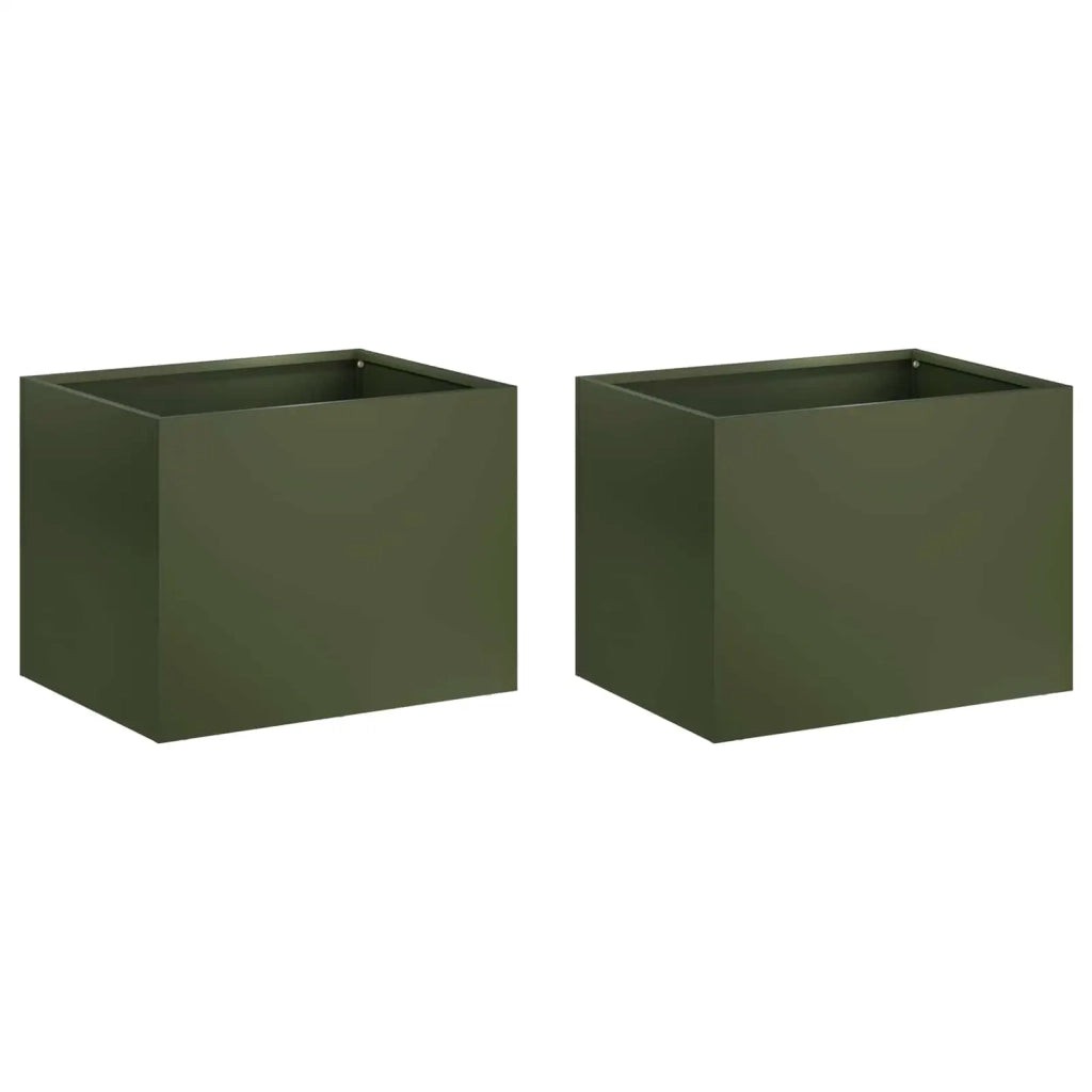 Vaso da giardino 2 pz Verde Oliva 40 x 30 x 30 cm 8005197