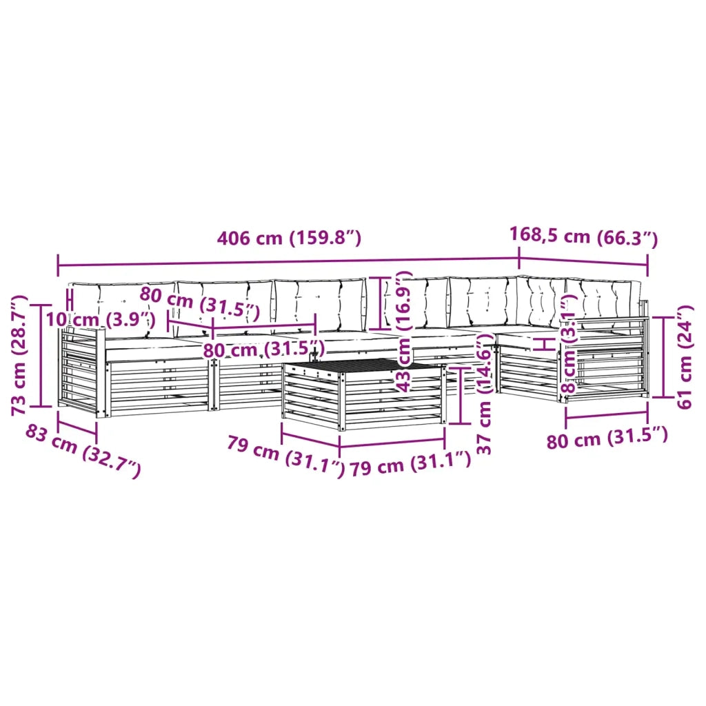 Set di divani da esterno 7 pz Bianco e Beige 3390618