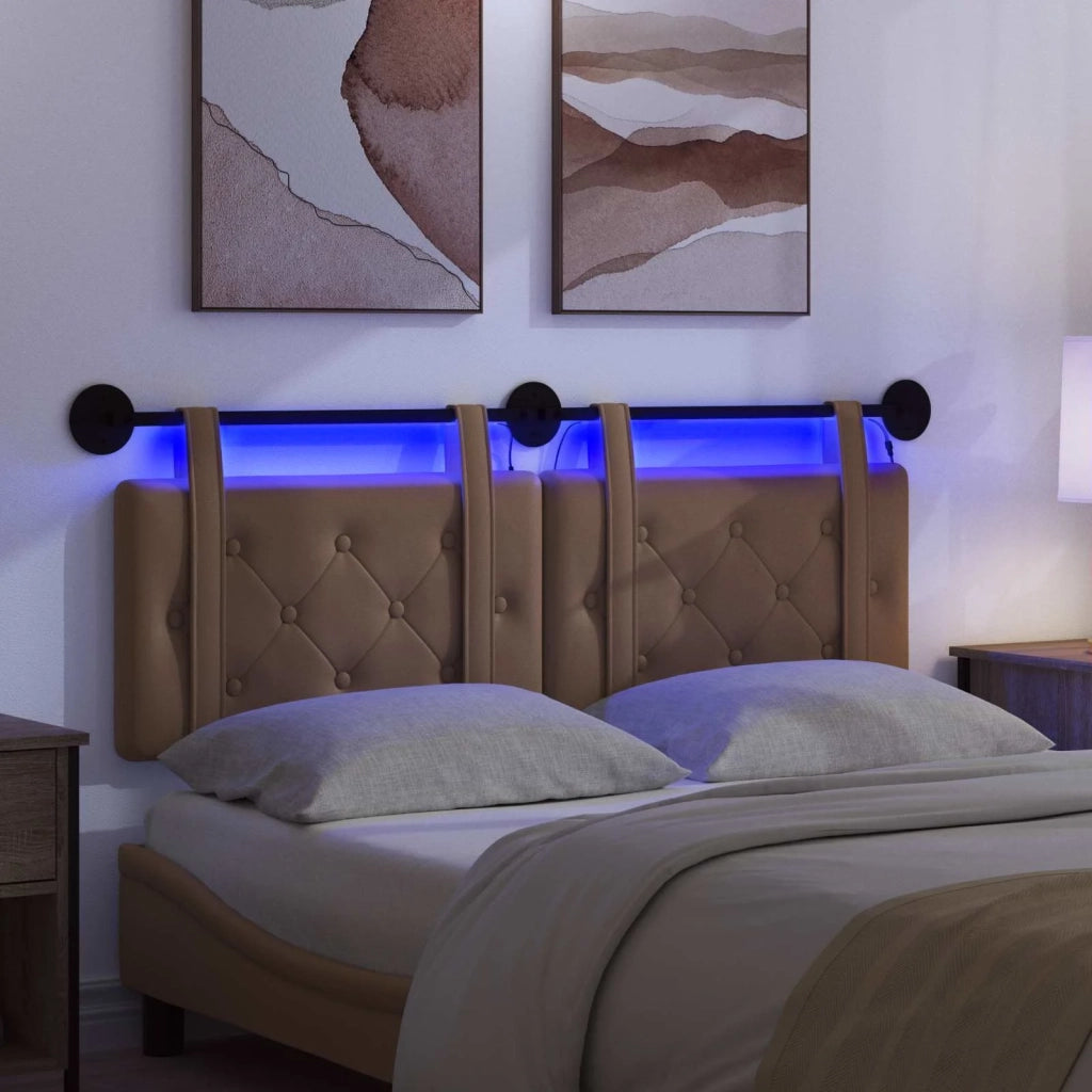 Testiera sospesa Con luce LED Cappuccino Similpelle 3424184