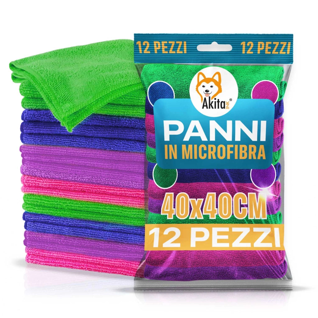 Panni Microfibra Akitaink 12 PZ 40x40cm Lavabili