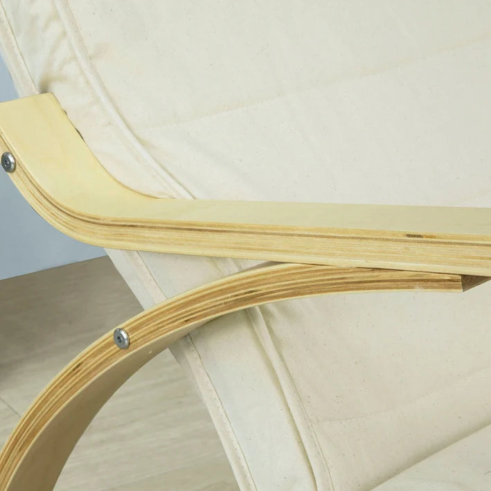 Sedia A Dondolo Poltrona Relax Poltroncina Poggia Gambe Regolabile Bianco FST16-W