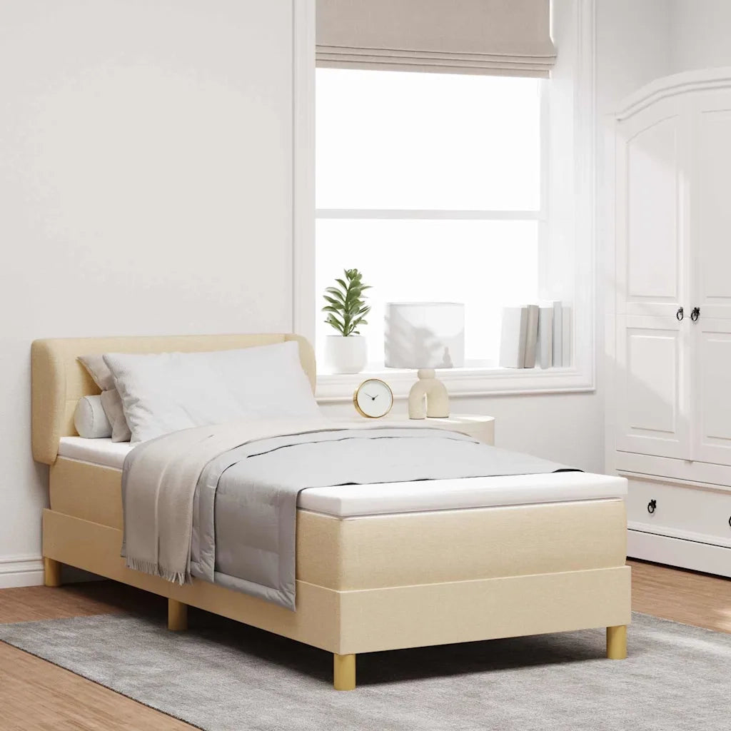 Letto a molle con materasso Crema 90 x 200 cm Tessuto 3340197