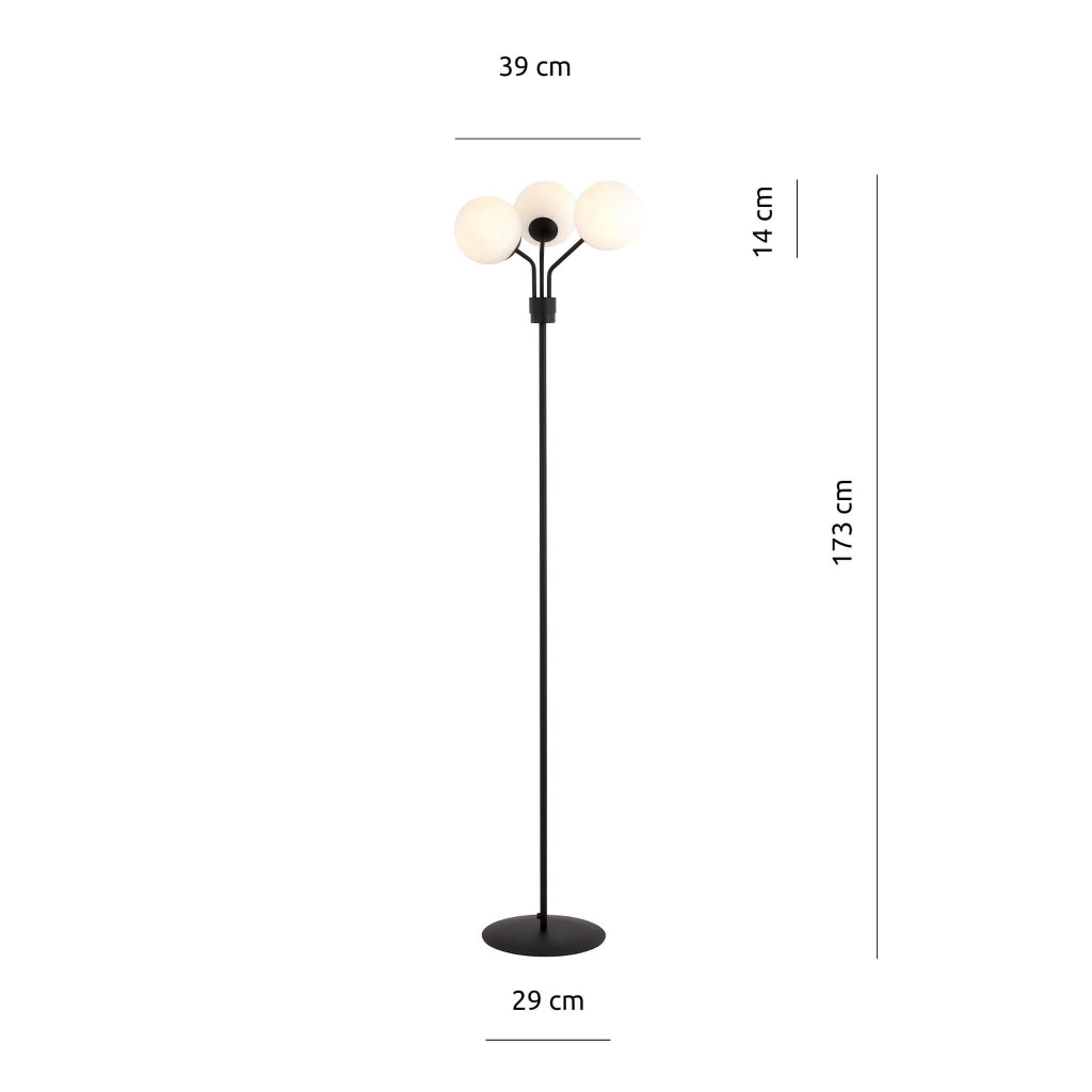 Lampada da terra Emibig Nova LP3 3xE14 nero/opal 173cm
