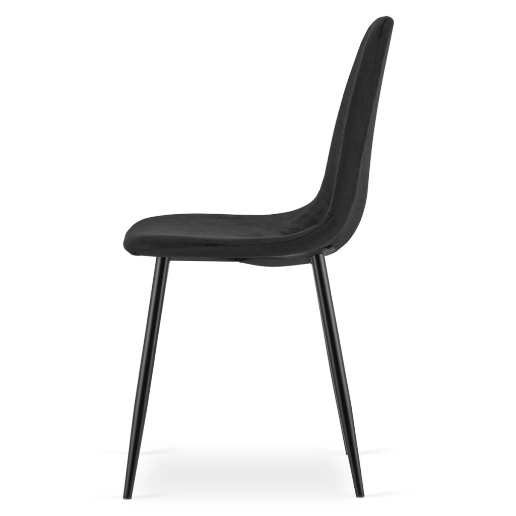 Set di 2 sedie Padva in velluto nero con gambe in metallo