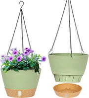 Set di 2 Piantoni da Appendere 20cm per Interno e Esterno Pianta da Appendere con Porta Scarpe e Foro di Scarico - Verde: Include 3 Ganci
