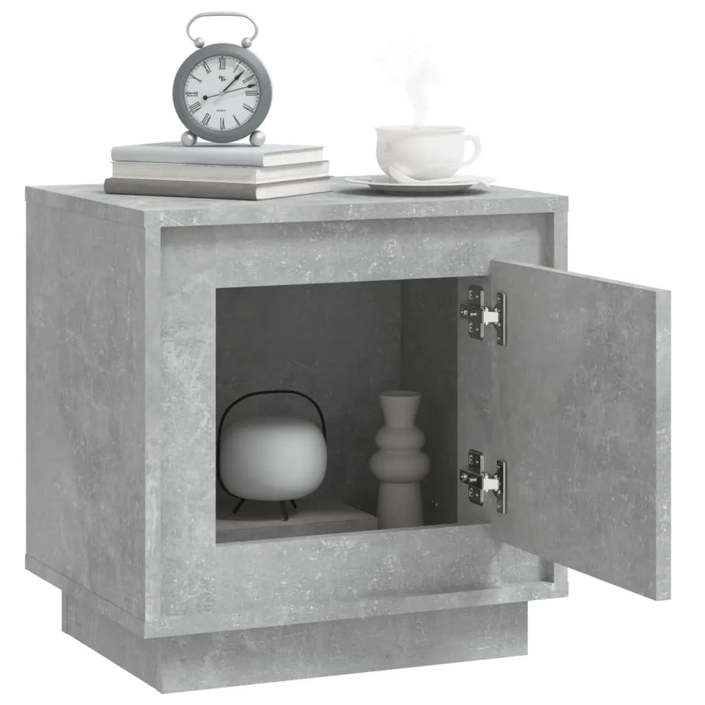 Comodino-Tavolino da notte Grigio Cemento 44x35x45 cm in Legno Multistrato