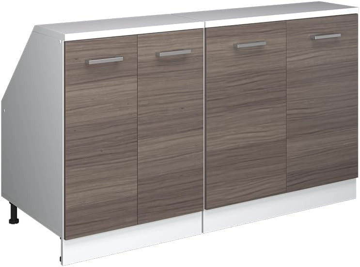 Set di mobili sottotetto Rion, Grigio nobile, 140 cm Set di 2 carcasse armadio profondità 60 cm, adatto per il salvaspazio sotto tetti spioventi