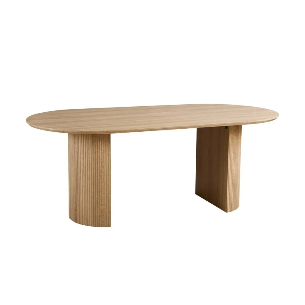 Tavolo da pranzo ovale VAGOS – 200 x 100 cm – Colore quercia naturale – Design contemporaneo e accogliente