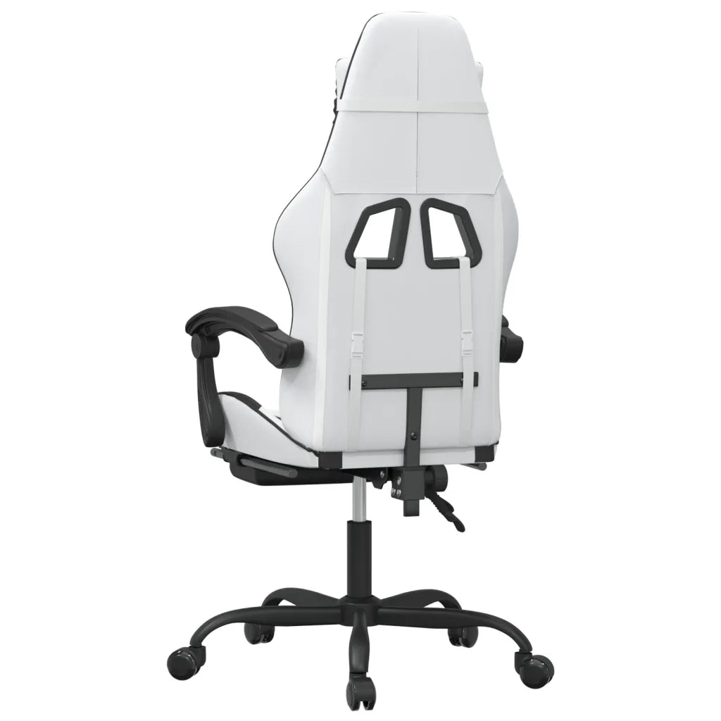 Sedia da Gaming | Sedia da e-sports con Poggiapiedi Bianco e Nero in Similpelle