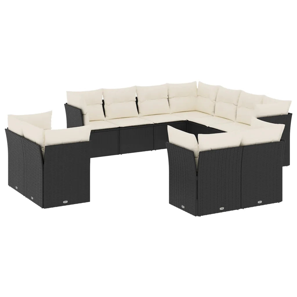 Set Divani da Giardino 11 pz con Cuscini in Polyrattan Nero 3218506