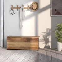 Cassapanca con Coperchio Ribaltabile e Chiusure di Sicurezza, 100 x 40 x 40 cm, Marrone