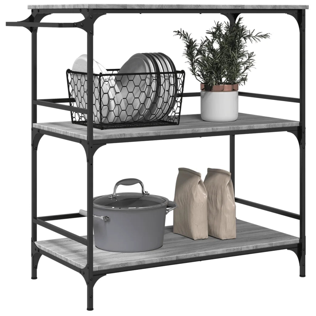 Carrello Cucina-Scaffale per Cucina Grigio Sonoma 100,5x50x105 cm Legno Multistrato