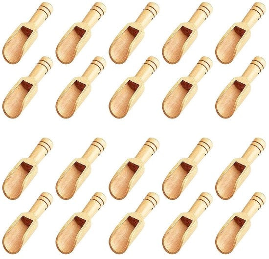 20 pezzi di cucchiai in legno mini, cucchiai in bambù mini per sale da bagno, cucchiai da tè, cucchiai per detersivo, cucchiai in legno per zucchero