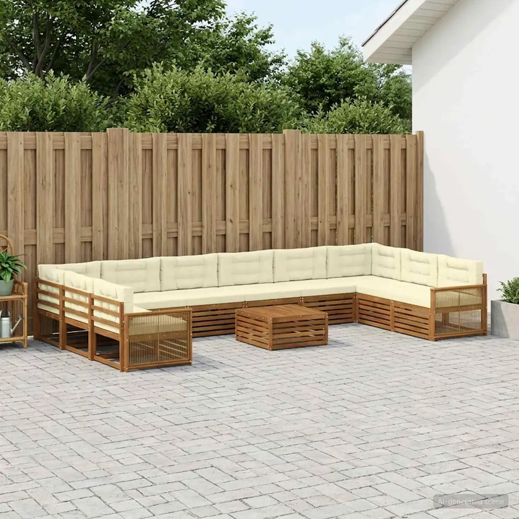 Set divani con cuscino 11 pcs Legno di Acacia Massello