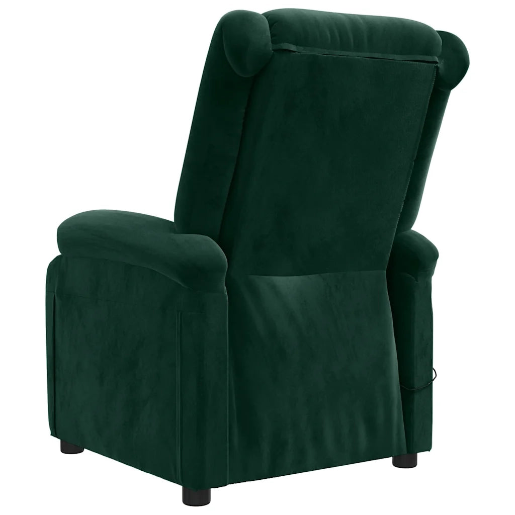 Poltrona Massaggiante Elettrica Verde Scuro in Velluto 3098406