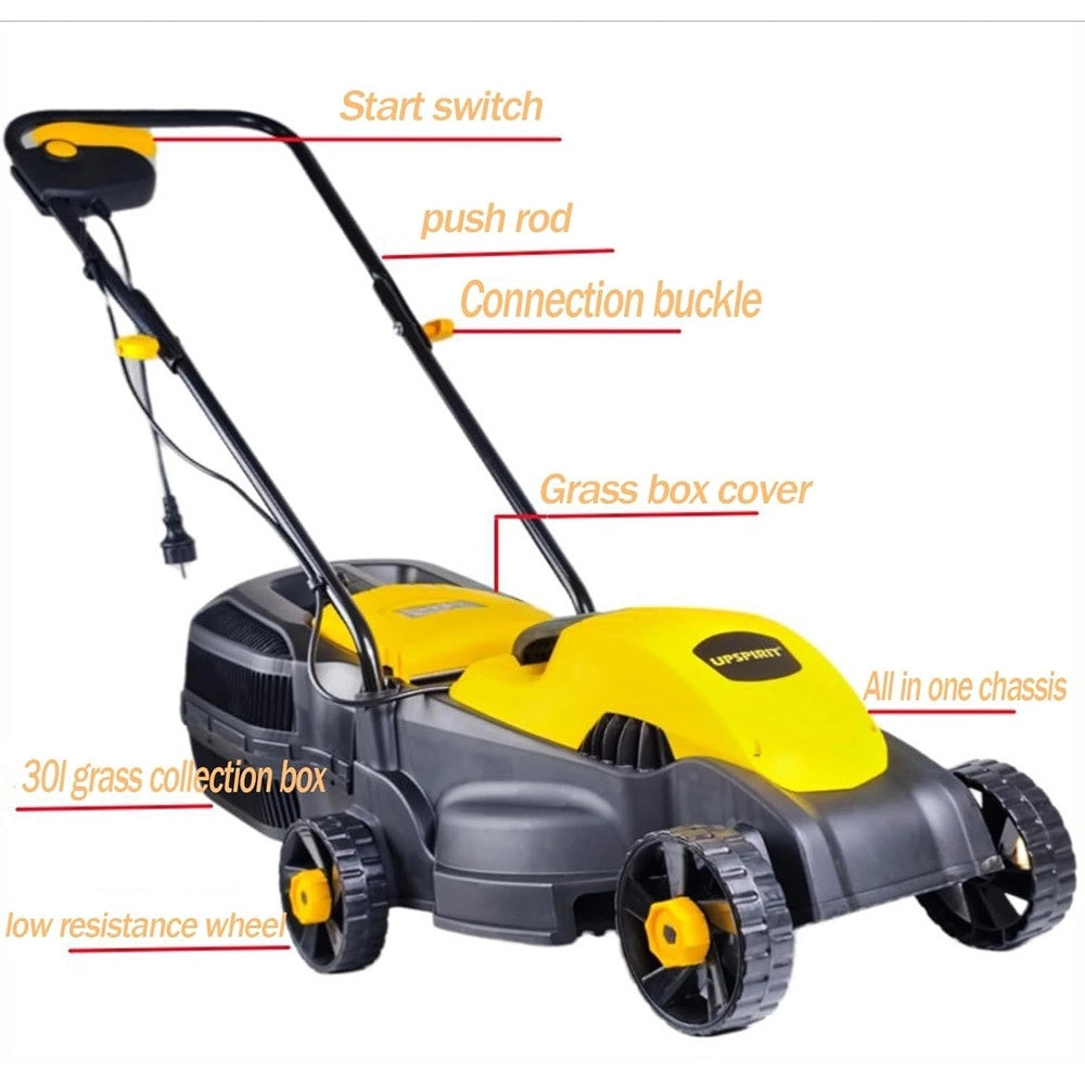 Trade Shop - Tosaerba Elettrico 1200 W Taglio 32 Cm Capacità Cesto 30 Lt A Batteria Per Giardini -