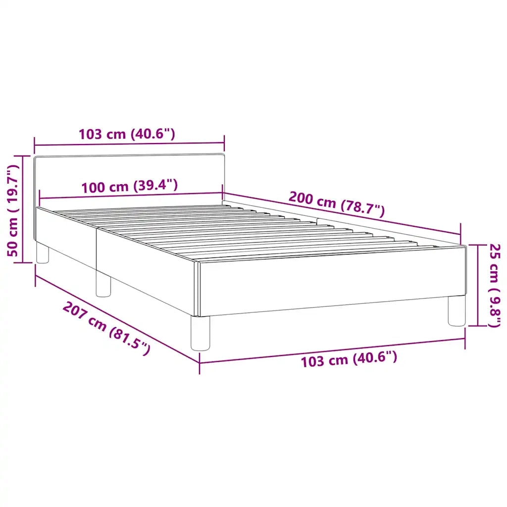 Giroletto con Testiera senza Materasso-Struttura Letto Rosa 100x200 cm Velluto