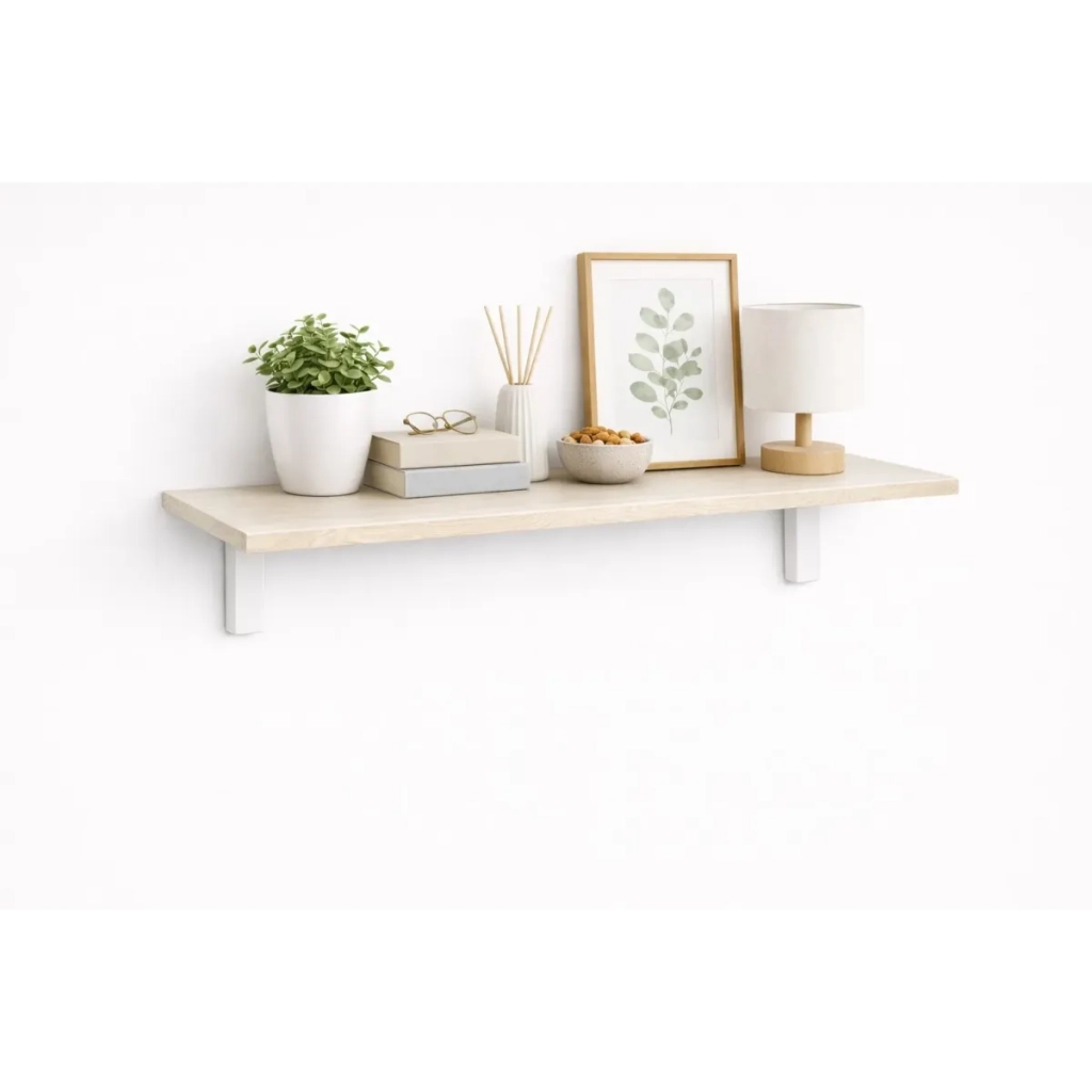Mensola da Muro da appoggio in Legno nobilitato spessore 1,8 cm in colore Larice Bianco 90x20 cm