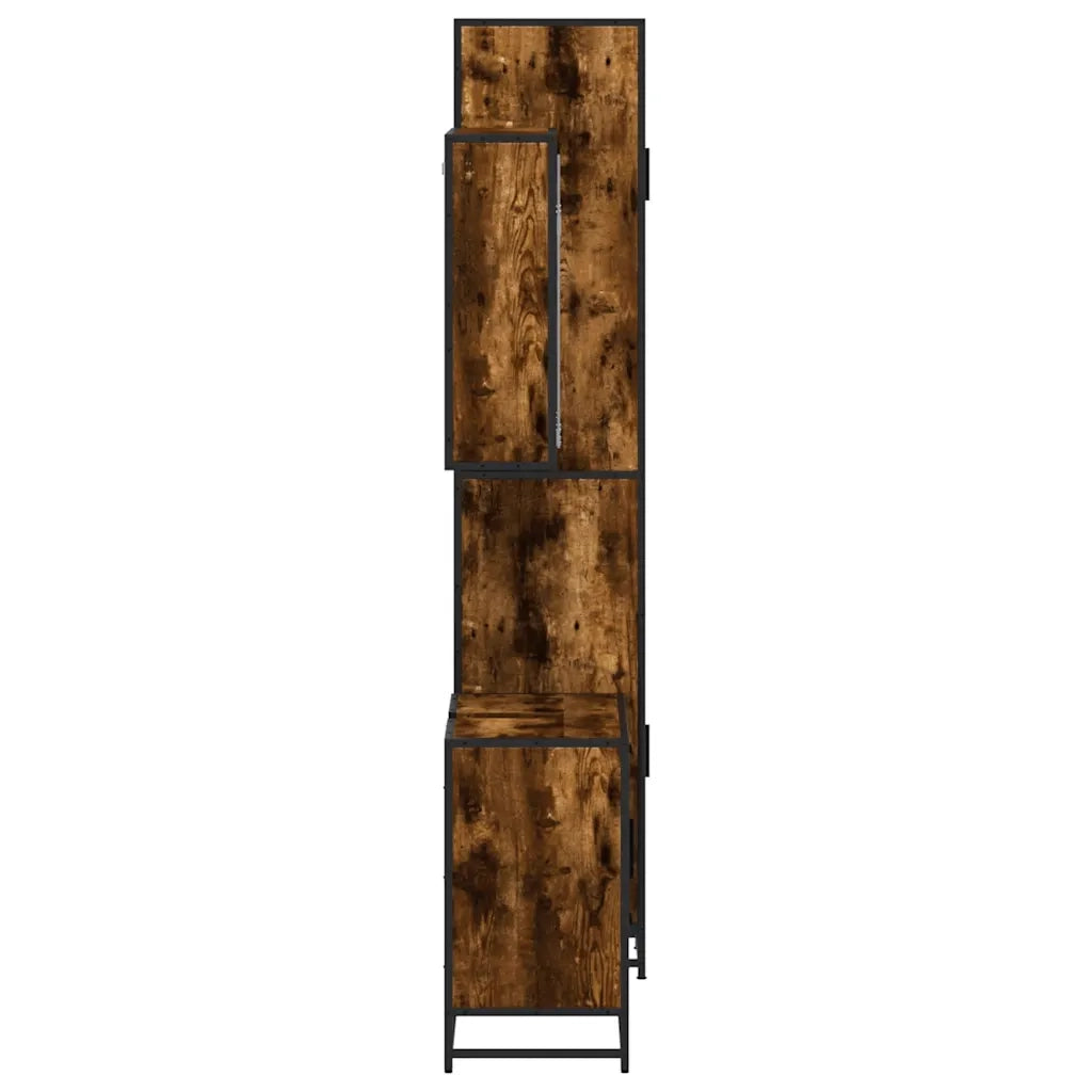 Set Mobili da Bagno 3 pz Rovere Fumo in Legno Multistrato 3301077