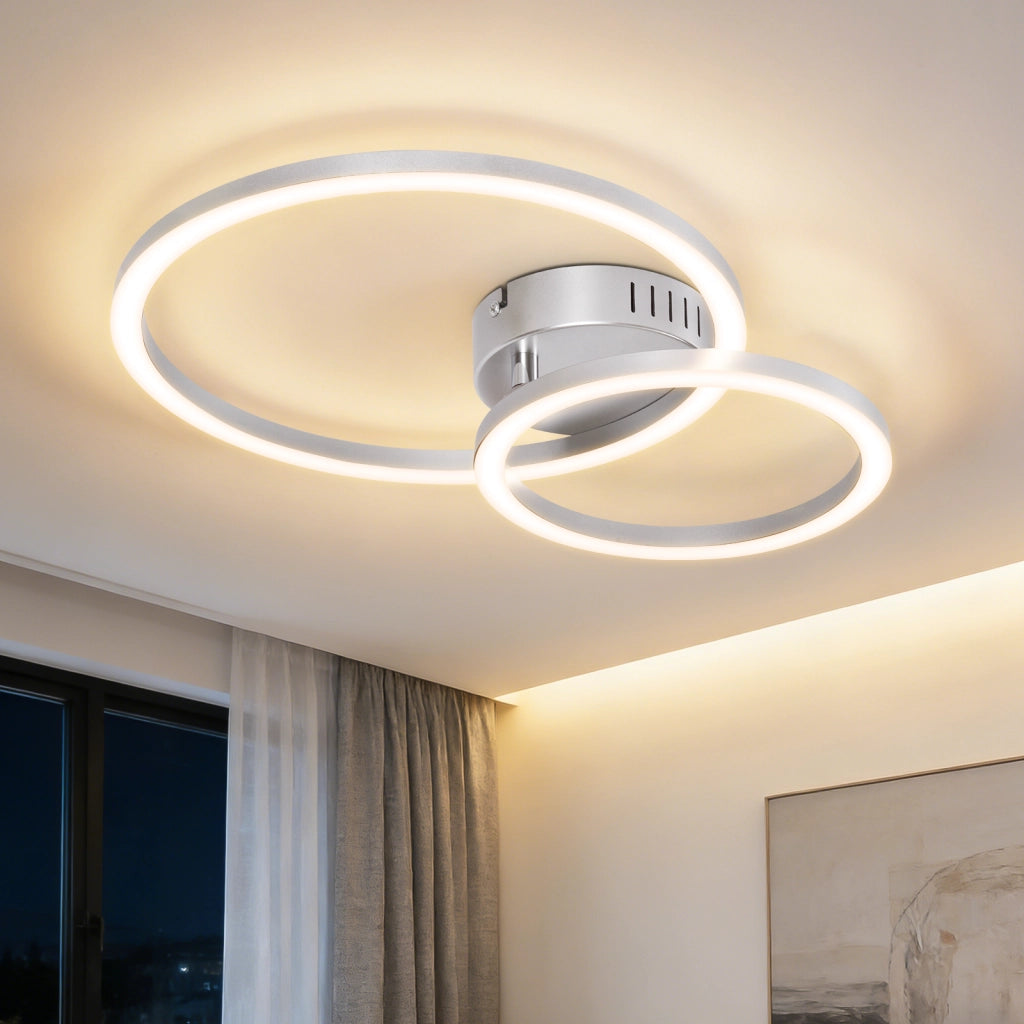 ZMH Lampada da Soffitto LED 23W Argento Luce Calda Moderna per Soggiorno Camera da Letto Corridoio