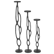 Set di 3 portacandele in metallo nero Tre misure di bastoncini per candele Moderno