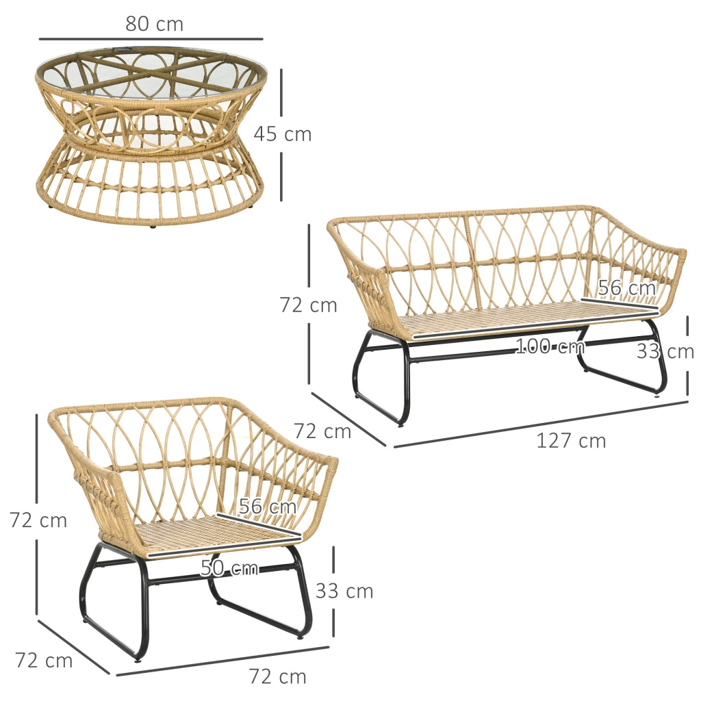 Set giardino 4 pezzi in polyrattan ¨C zephmum ¨C sabbia e crema