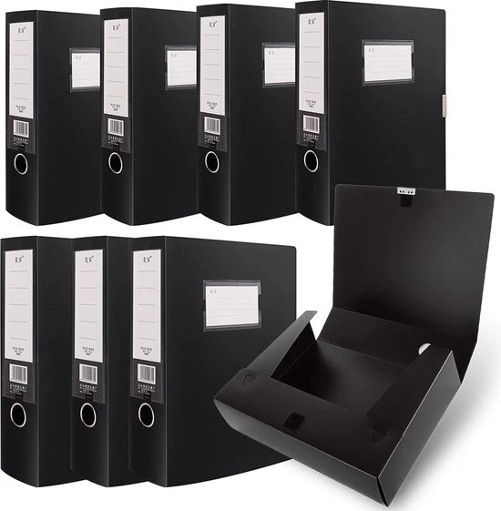 8-pack di archivio A4 in plastica, archivio A4 per cartelle e cartelle A4 con schiena di 7,5 cm, per ufficio, casa e scuola