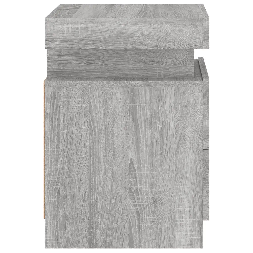 Comodino con Luci LED-Tavolino da notte Grigio Sonoma 35x39x55 cm