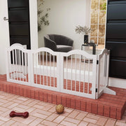 Cancelletto per cani pieghevole in legno e MDF bianco