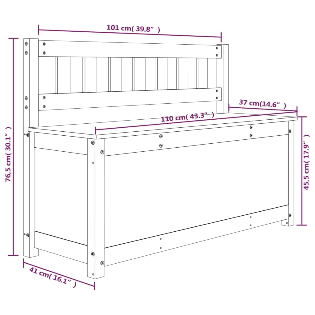Panca 110 x 41 x 76,5 cm legno di pino massiccio 02_0010647