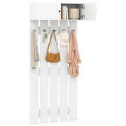Appendiabiti da parete 90 x 33 x 210 cm con 5 ganci in metallo design pratico in legno bianco 20_0018579