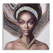 Stampa su Tela Africa 16, Multicolore, Legno, 100x3x100 cm