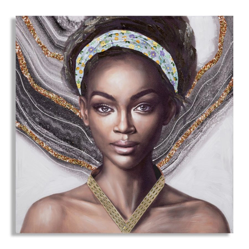 Stampa su Tela Africa 16, Multicolore, Legno, 100x3x100 cm