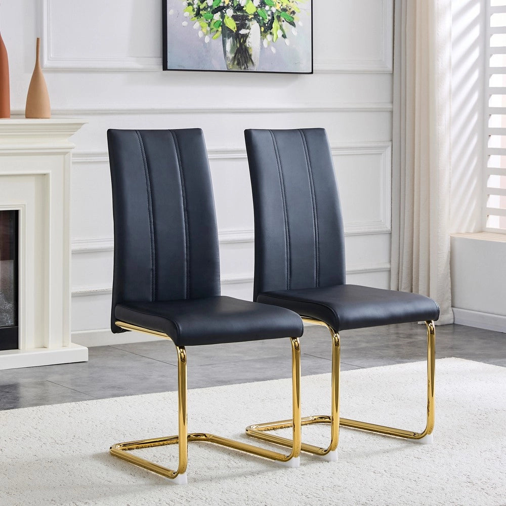 Sedia da pranzo design moderno ¨C Minimal ¨C nero similpelle gambe in metallo