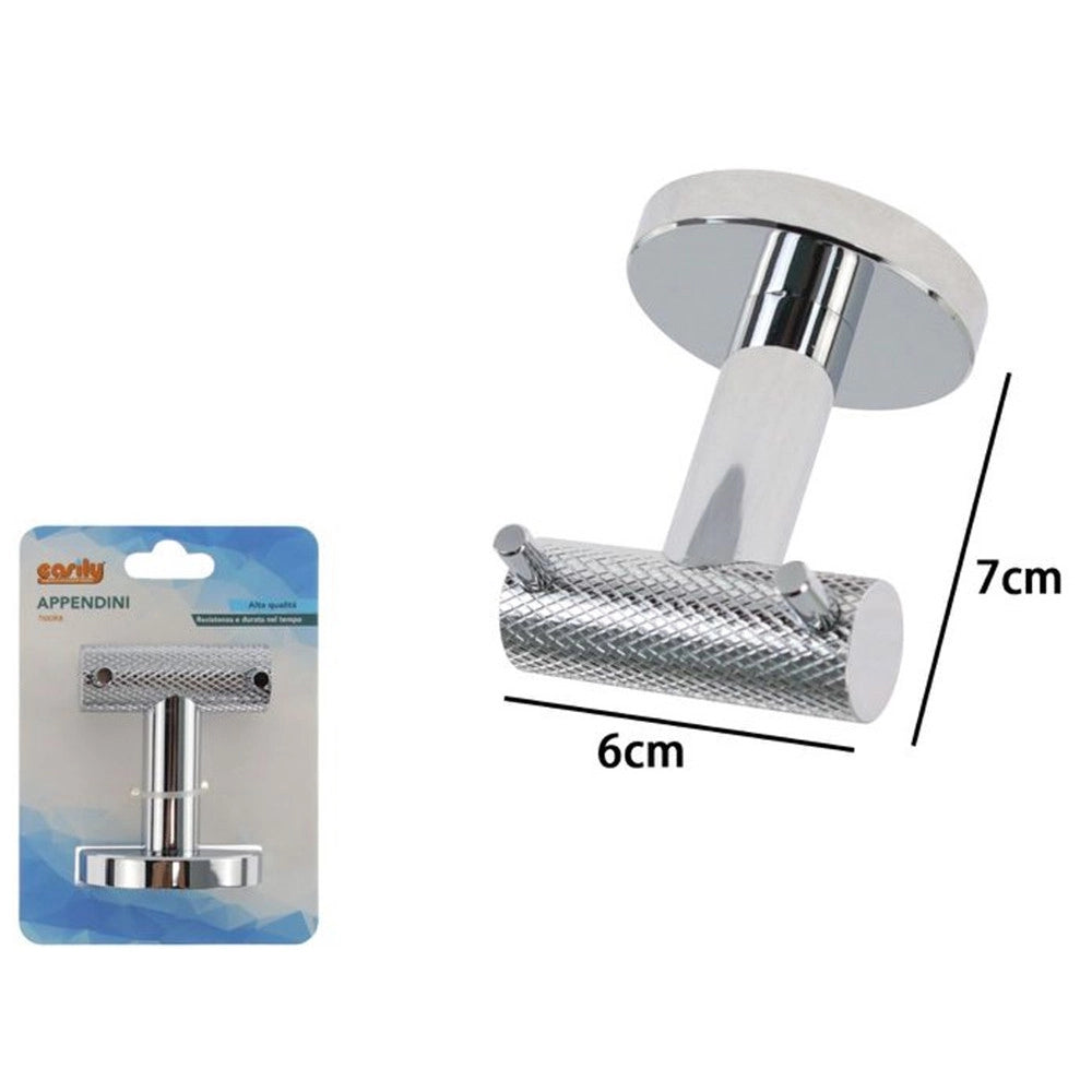 Trade Shop - Appendino Doppio Gancio Per Accappatoio Asciugamani In Acciaio Accessori Bagno 87915 -