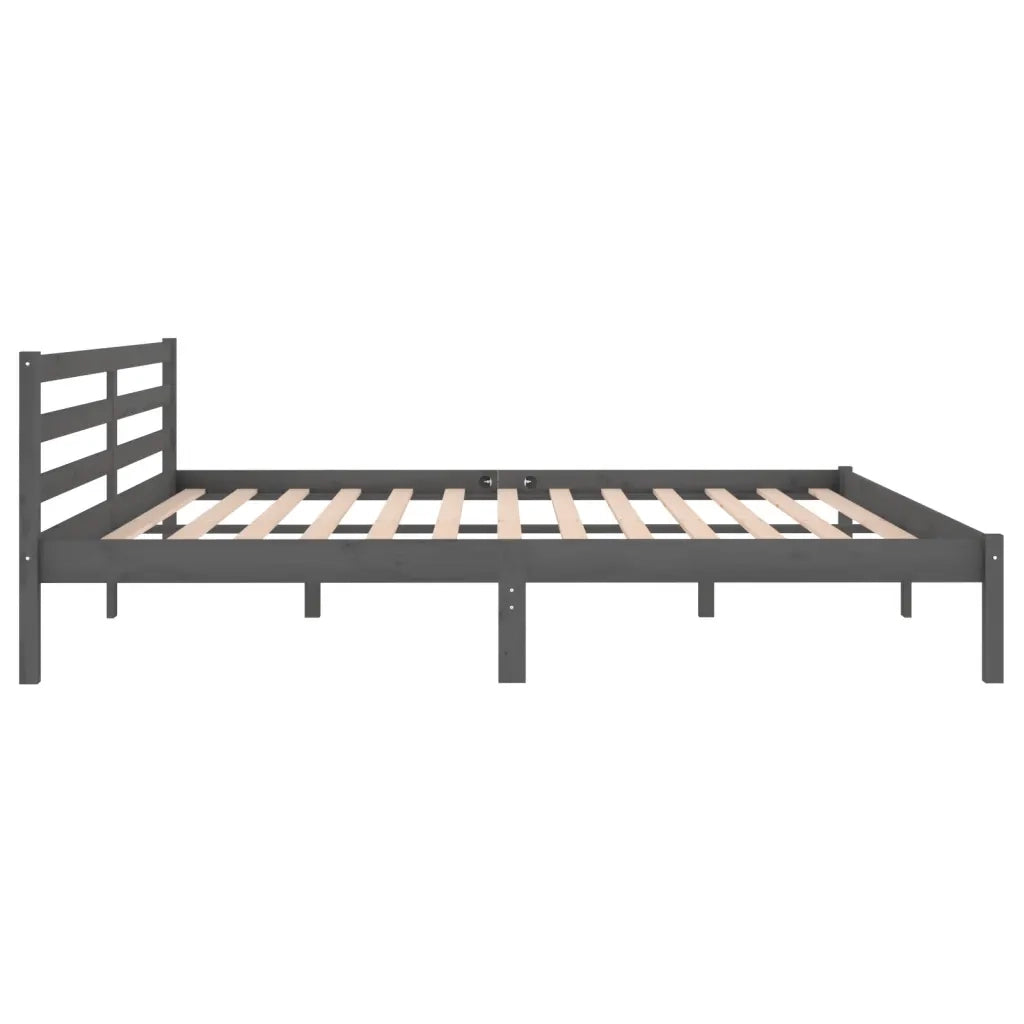 Giroletto-Struttura Letto in Legno Massello di Pino 200x200 cm Grigio 956801
