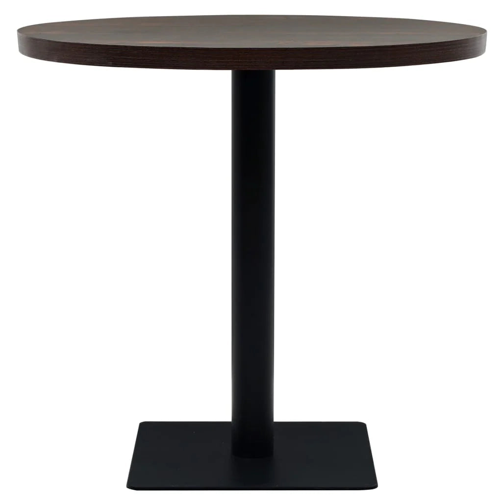 Tavolo alto stile bar/bistrot rotondo MDF e acciaio 80 cm marrone cenere scuro 0902112