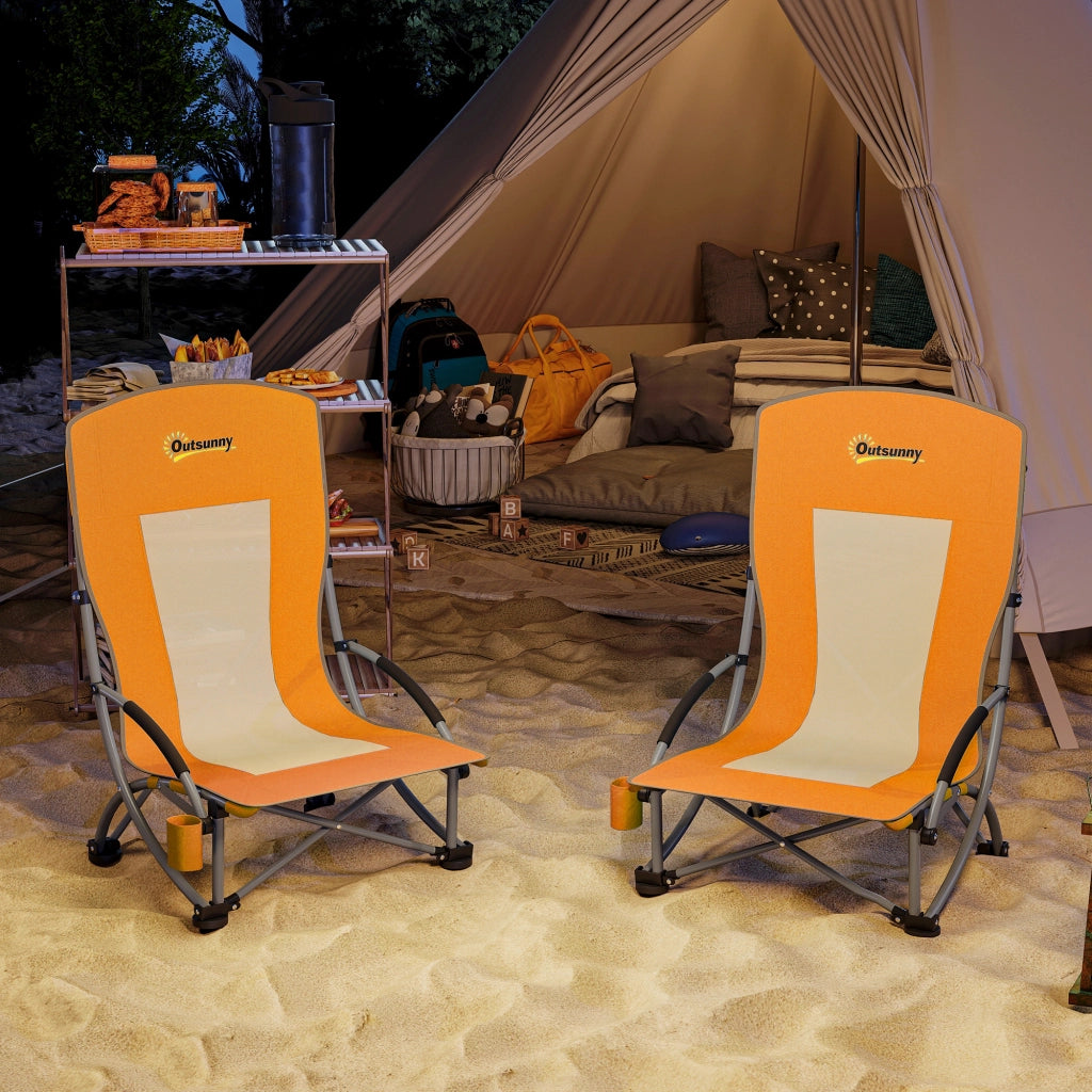 Sedia da spiaggia pieghevole ¨C zephmum ¨C 2 pezzi, arancione, 70x58x79 cm