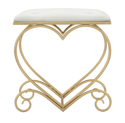 Sgabello Heart Crema 50x37,5x51,5 cm in Ferro e MDF e Spugna e Poliestere Oro e Rosa