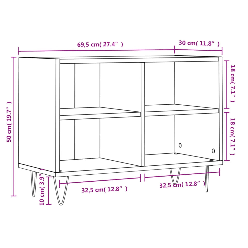 Mobile TV multimediale scaffale TV credenza mobile TV sala da pranzo soggiorno camera da letto 69,5 x 30 x 50 cm legno ingegnerizzato grigio 02_0026170