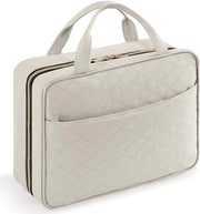 Toilette per viaggiatrice, grande toilette da viaggio, organizzatore di toilette appeso per donne, contenitore di trucco trasparente con chiodo da appendere, grande, grigio chiaro