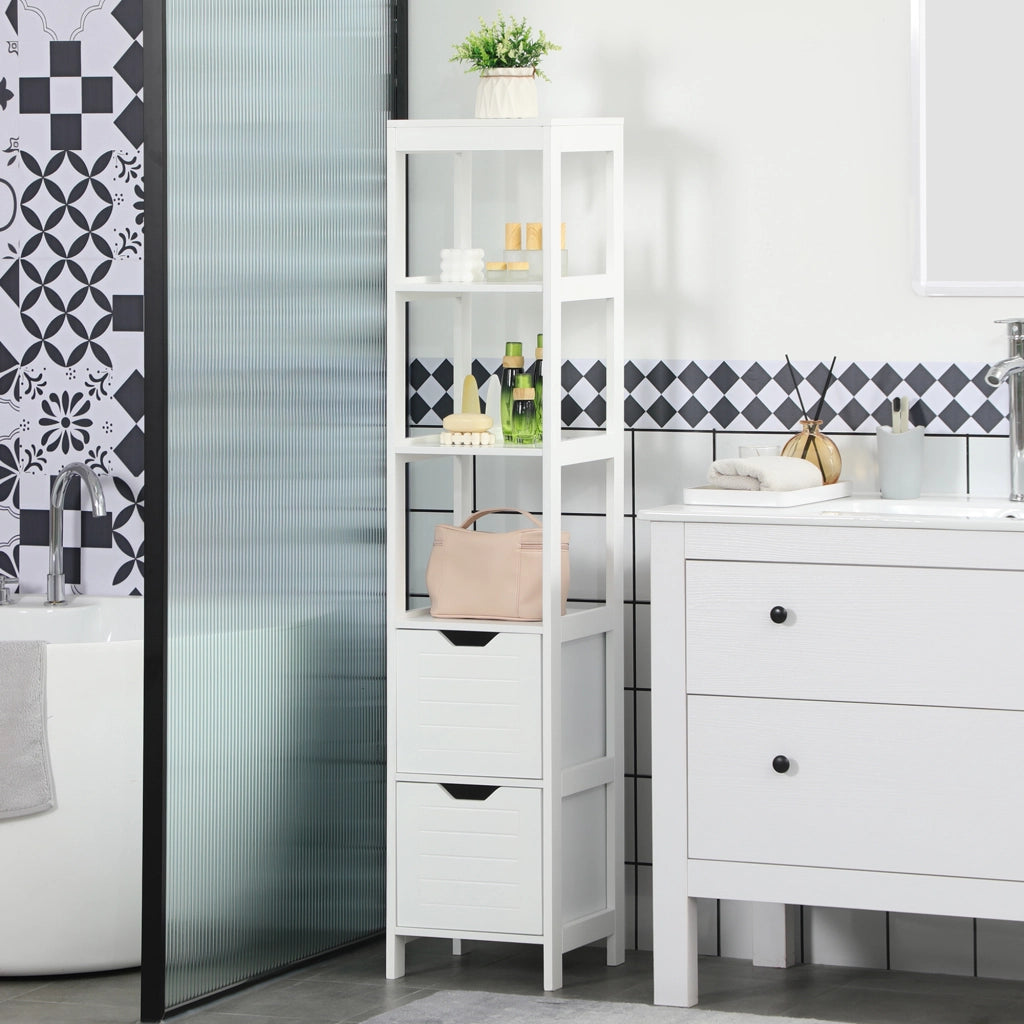 Armadietto colonna bagno alto con 3 ripiani e 2 cassetti ¨C zephmum ¨C 30x30x144 cm