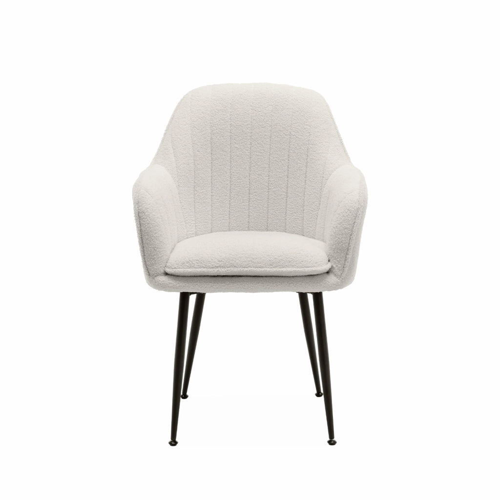 Poltrona in tessuto bouclé con gambe in metallo, bouclé bianco