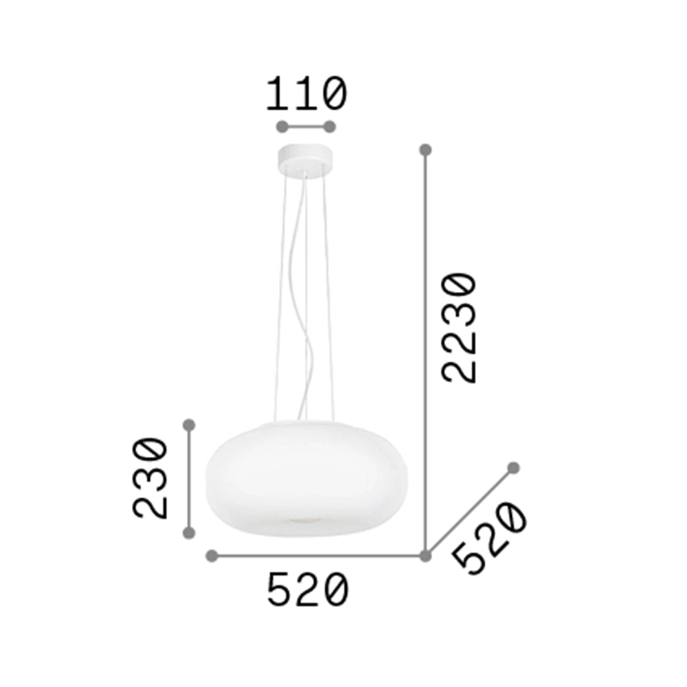 Lampadari E Sospensioni Ulisse Vetro Bianco 3 Luci E27 D52Cm