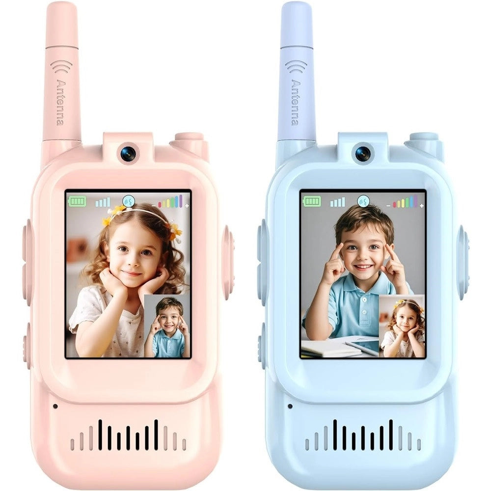 Trade Shop - Walkie Talkie Per Bambini Video Chat Con Schermo Radio Giocattolo Ricaricabili Cambia Voce -