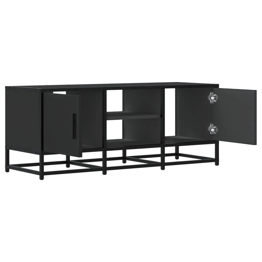 Mobile TV multimediale scaffale TV credenza mobile TV sala da pranzo soggiorno camera da letto 100 x 35 x 41 cm legno ingegnerizzato e metallo nero 02_0025497