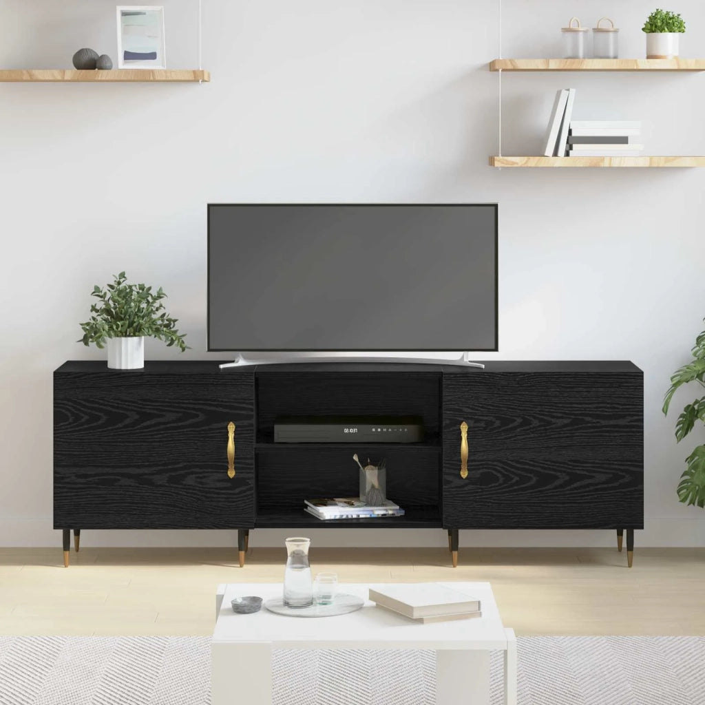 Mobile TV Rovere nero 150 x 30 x 50 cm Legno multistrato 879594